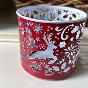 Bath & Body Works Red Christmas Deer 3 wick candle sleeve excellent condition!!